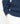 Close-up of the sleeve and hem on the classic men's navy knit jumper, highlighting the fabric texture.