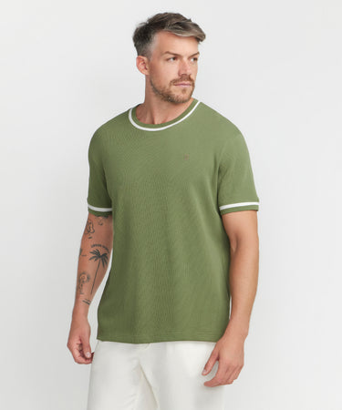 Ariiston Waffle Classic Luxe T-Shirt - Oil Green