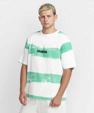 Ariiston Brush Stroke Drop Shoulder - White and Green