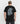 Back view of a model wearing the black Ariiston 'Universe' graphic t-shirt for men