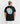 Back of a model wearing the Ariiston 'Parallel Universe' graphic t-shirt in black
