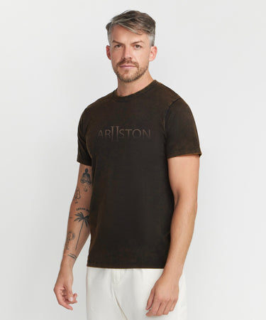 Ariiston Acid Wash Graphic T-Shirt - Faded Black