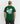 Back view of a model in the eden green Ariiston 'Adventure' graphic t-shirt