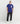 Model wearing the sodalite blue Ariiston 'The Alpinist' graphic t-shirt