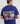 Close-up of back graphic on blue Ariiston 'The Alpinist' t-shirt, featuring mountain-inspired design
