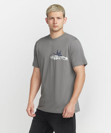 Ariiston 'Rebel Skull' Graphic T-Shirt - Sharkskin Grey