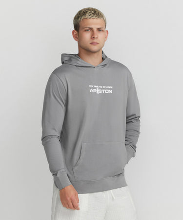 Ariiston All Seasons Hoodie-Screen Print - Sharkskin Grey