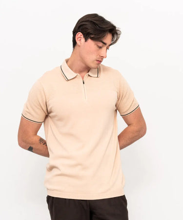 Ariiston Flat-Knit Polo – Sand