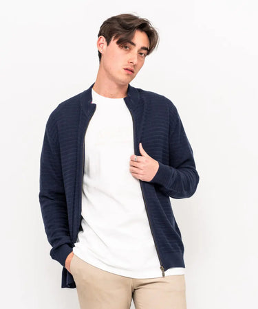 Ariiston Zip Through Jumper – Navy
