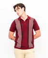 Ariiston Flat-Knit Stripe Polo – Wine