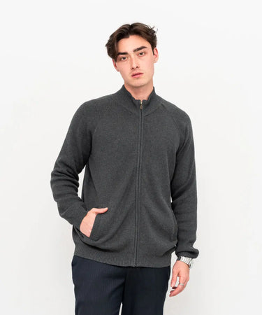 Ariiston Zip Through Jumper – Charcoal