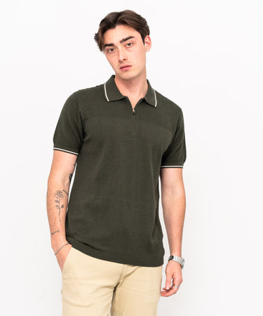 Ariiston Flat-Knit Polo – Olive
